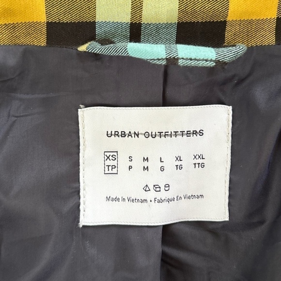 Urban Outfitters Full Zip Jacket Size XS Yellow/Blue/Black Plaid Print - Picture 9 of 12